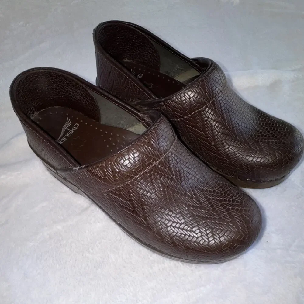 Dansko‎ Brown Leather Herringbone Comfort Clog Shoes Women's EU 39 806077878